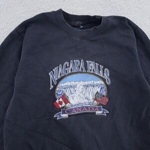 Vintage Niagara Falls Canada Sweatshirt XS Black Pullover Crewneck John Galt